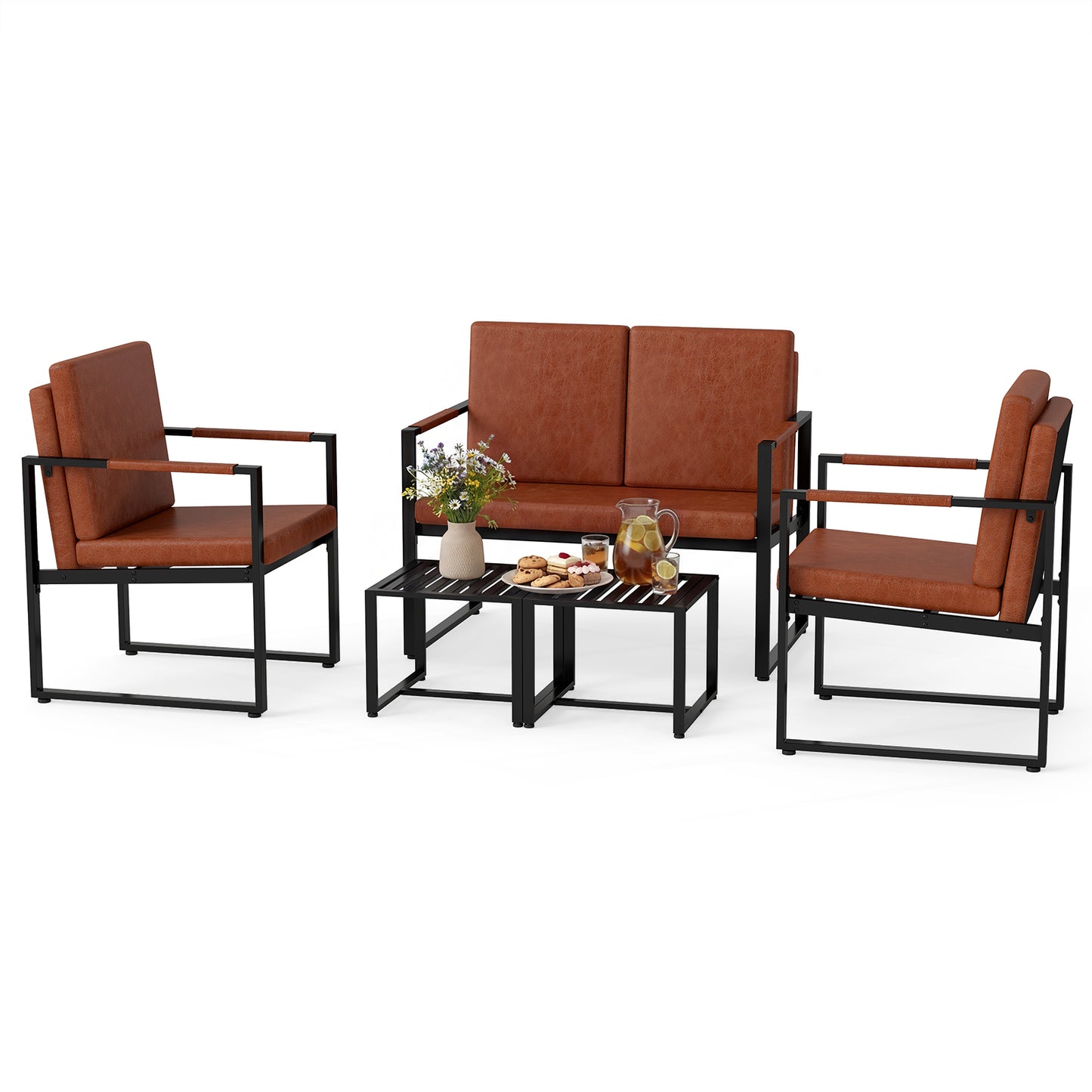 5 Piece Living Room Set, 2 Accent Chairs, 2 Coffee Tables, Brown Sofas & Loveseats at Gallery Canada