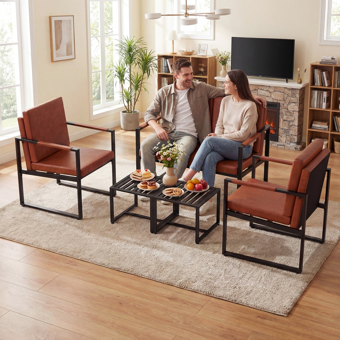 5 Piece Living Room Set, 2 Accent Chairs, 2 Coffee Tables, Brown Sofas & Loveseats at Gallery Canada