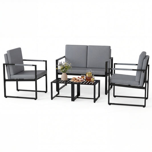 5 Piece Living Room Set, 2 Accent Chairs, 2 Coffee Tables, Gray, Black Sofas & Loveseats Black & Gray at Gallery Canada