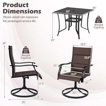 Outdoor Dining Set, 4 Swivel Chairs, 36 Inch Square Table, Brown Patio Dining Sets at Gallery Canada