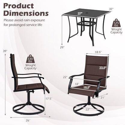 Outdoor Dining Set, 4 Swivel Chairs, 36 Inch Square Table, Brown Patio Dining Sets at Gallery Canada