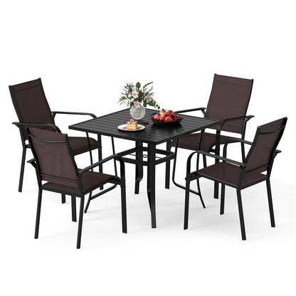 5-Piece Patio Dining Set, Square Table and Stackable Chairs, Brown Patio Conversation Sets at Gallery Canada