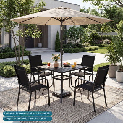 5 Piece Patio Dining Set, Outdoor Square Table, Stackable Chairs, Black Patio Conversation Sets at Gallery Canada