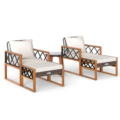 5 Pieces Patio Furniture Set PE Rattan Outdoor Conversation Set with Acacia Wood Patio Conversation Sets Options at Gallery Canada