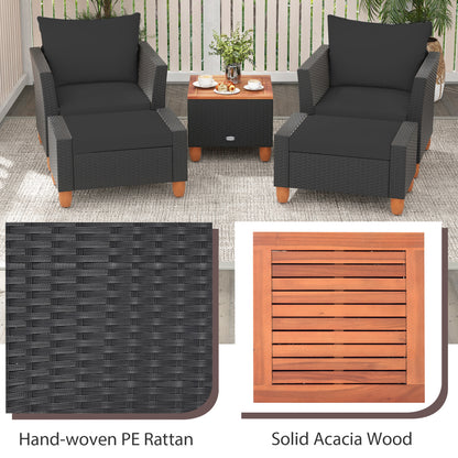 Ensemble de mobilier de patio avec causeuse et fauteuils, noir