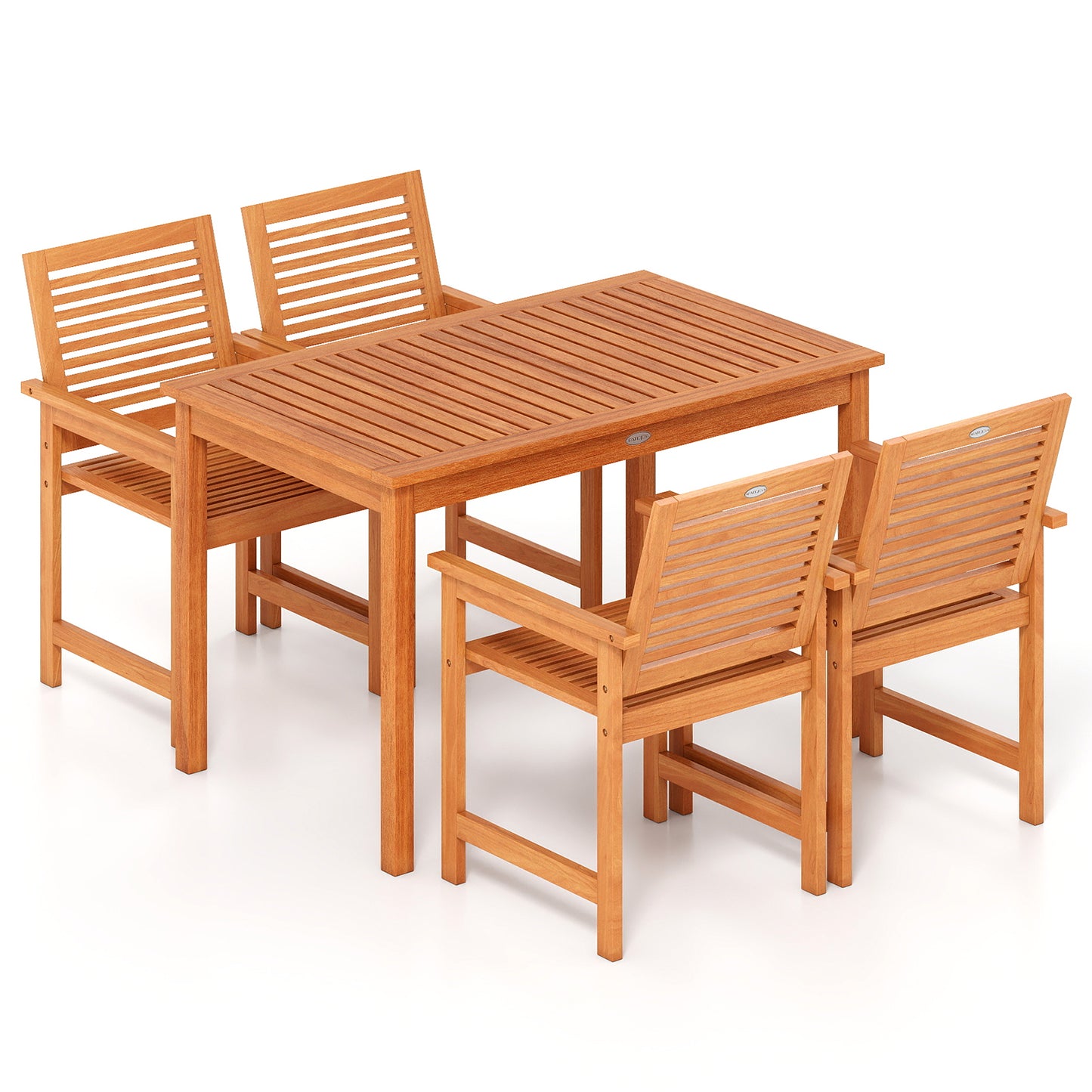 5 Pieces Patio Wood Dining Set Outdoor Rectangular Table and Chairs Patio Dining Sets at Gallery Canada