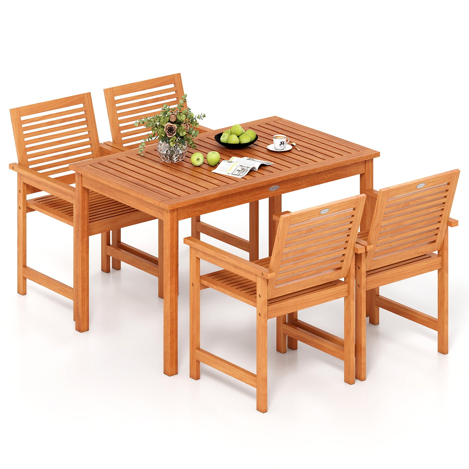 5 Pieces Patio Wood Dining Set Outdoor Rectangular Table and Chairs Patio Dining Sets Options at Gallery Canada