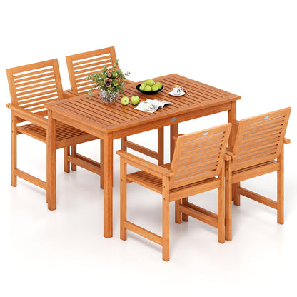 5 Pieces Patio Wood Dining Set Outdoor Rectangular Table and Chairs Patio Dining Sets Options at Gallery Canada