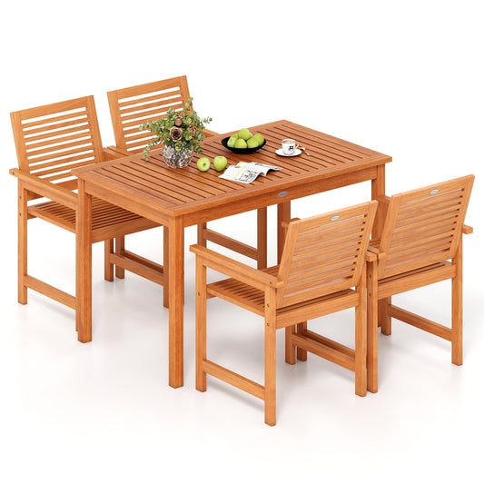 5 Pieces Patio Wood Dining Set Outdoor Rectangular Table and Chairs Patio Dining Sets Options at Gallery Canada