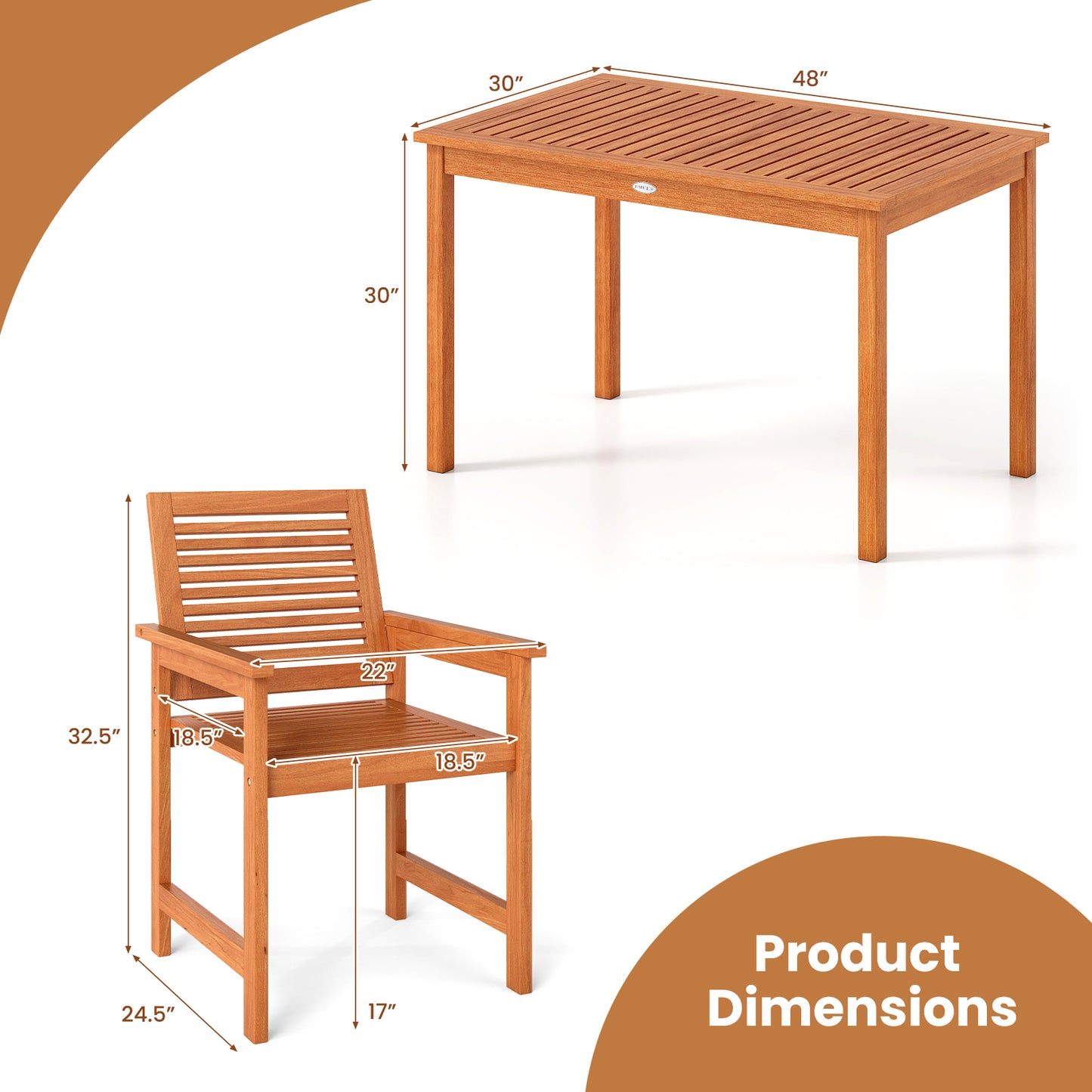 5 Pieces Patio Wood Dining Set Outdoor Rectangular Table and Chairs Patio Dining Sets at Gallery Canada