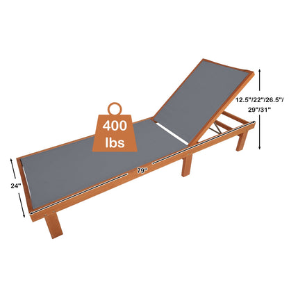 5-Postion Backrest Adjustable Outdoor Wood Chaise Lounge Chair-2, Gray Outdoor Chaise Lounges at Gallery Canada