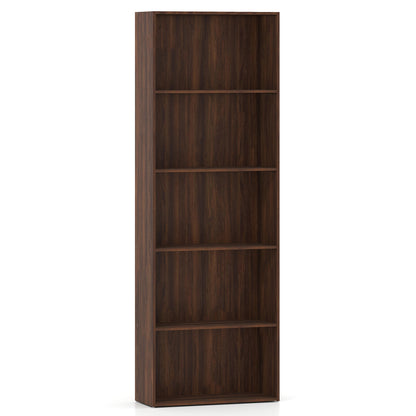 5-Shelf Storage Bookcase, Walnut, Modern Display Cabinet Bookcases at Gallery Canada