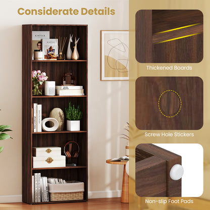 5-Shelf Storage Bookcase Modern Multi-Functional Display Cabinet Furniture, Walnut Bookcases at Gallery Canada