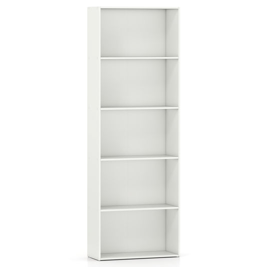 5-Shelf Storage Bookcase, Modern Display Cabinet, White