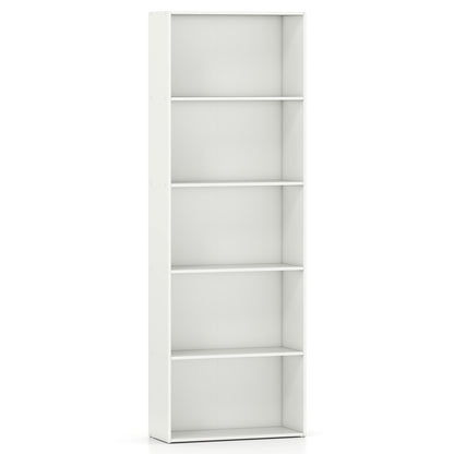 5-Shelf Storage Bookcase, Modern Display Cabinet, White