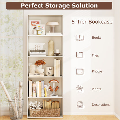 5-Shelf Storage Bookcase Modern Multi-Functional Display Cabinet, White Bookcases at Gallery Canada