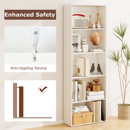 5-Shelf Storage Bookcase Modern Multi-Functional Display Cabinet, White Bookcases at Gallery Canada