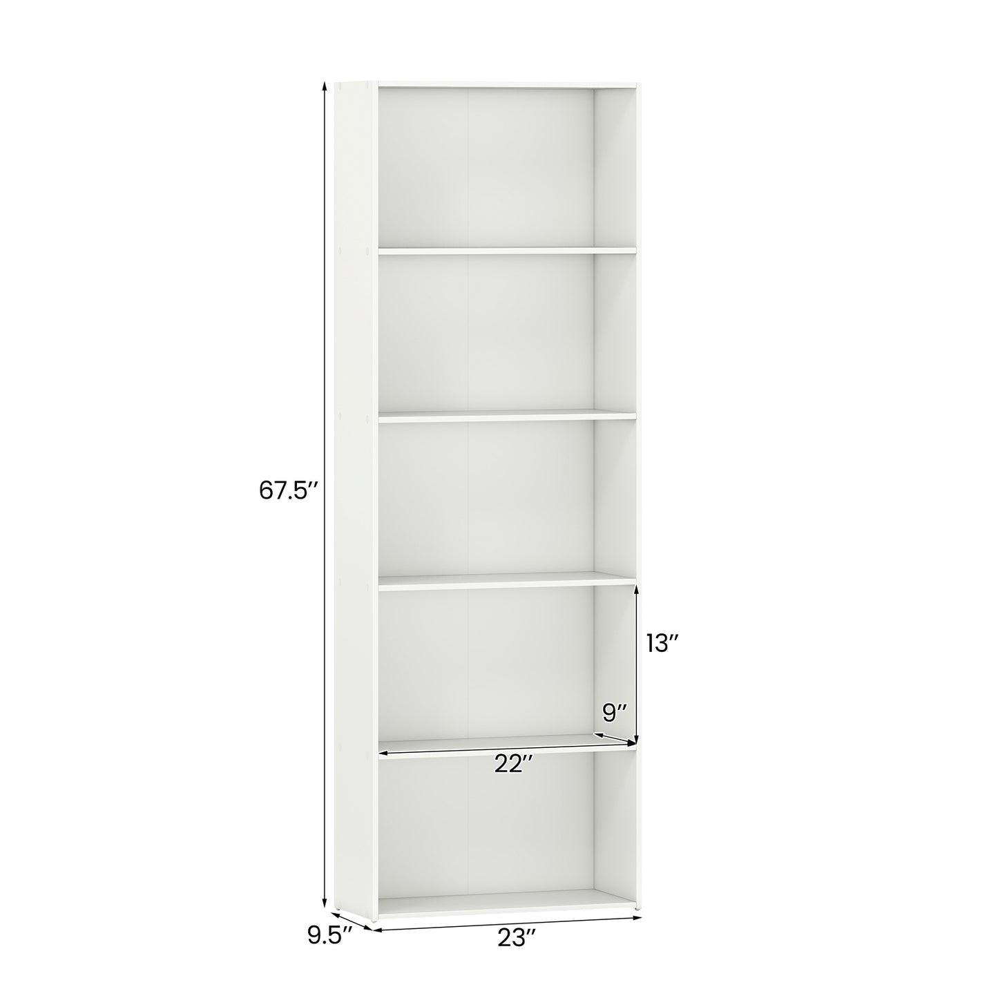5-Shelf Storage Bookcase Modern Multi-Functional Display Cabinet, White Bookcases at Gallery Canada