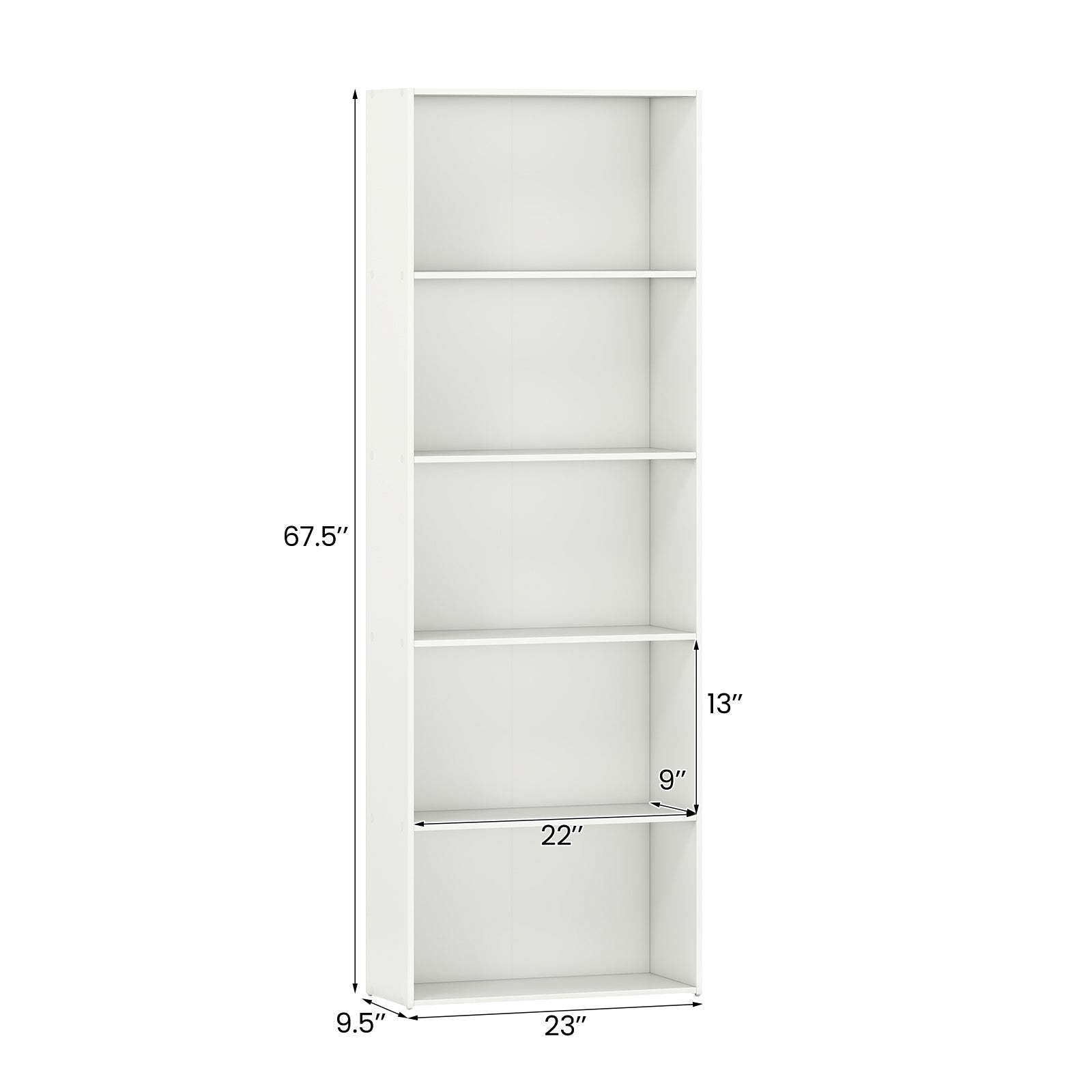 5-Shelf Storage Bookcase Modern Multi-Functional Display Cabinet, White Bookcases at Gallery Canada