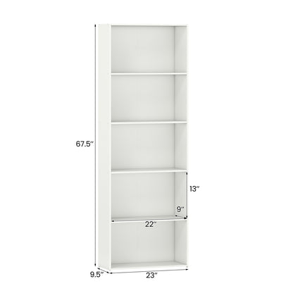 5-Shelf Storage Bookcase Modern Multi-Functional Display Cabinet, White Bookcases at Gallery Canada
