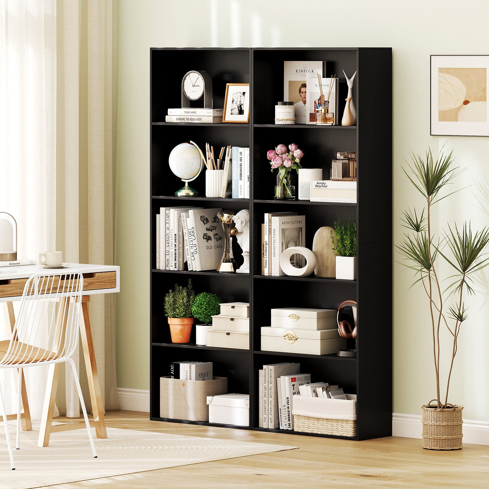 5-Shelf Storage Bookcase, Modern Display Cabinet, Black Bookcases at Gallery Canada