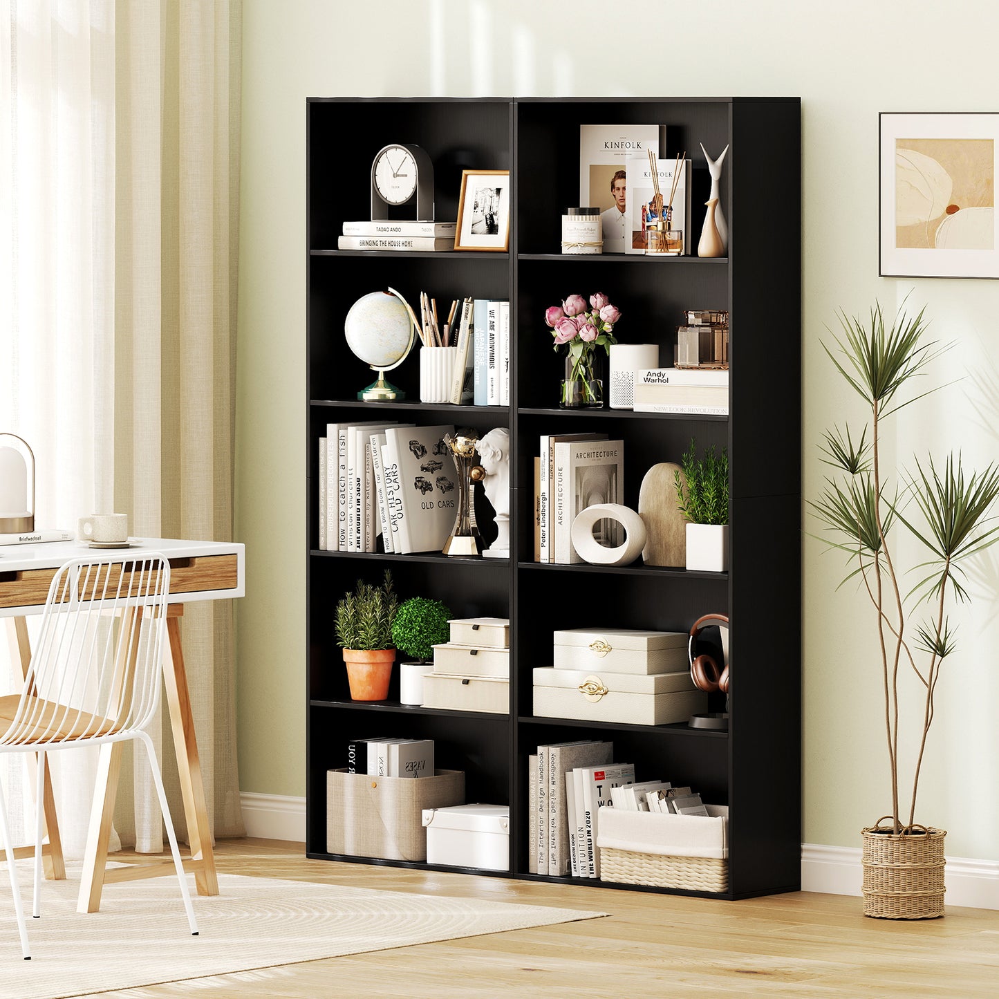 5-Shelf Storage Bookcase, Modern Display Cabinet, Black Bookcases at Gallery Canada