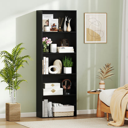 5-Shelf Storage Bookcase, Modern Display Cabinet, Black Bookcases at Gallery Canada
