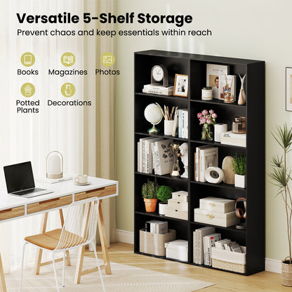 5-Shelf Storage Bookcase, Modern Display Cabinet, Black Bookcases at Gallery Canada