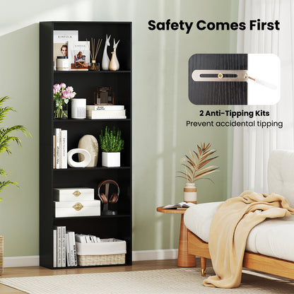 5-Shelf Storage Bookcase, Modern Display Cabinet, Black Bookcases at Gallery Canada