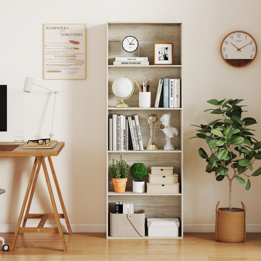 5-Tier Bookshelf, Freestanding, Light Gray Bookcases Light Gray at Gallery Canada