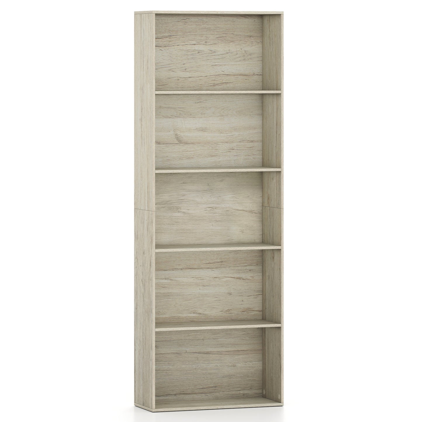 5-Tier Bookshelf, Freestanding, Light Gray