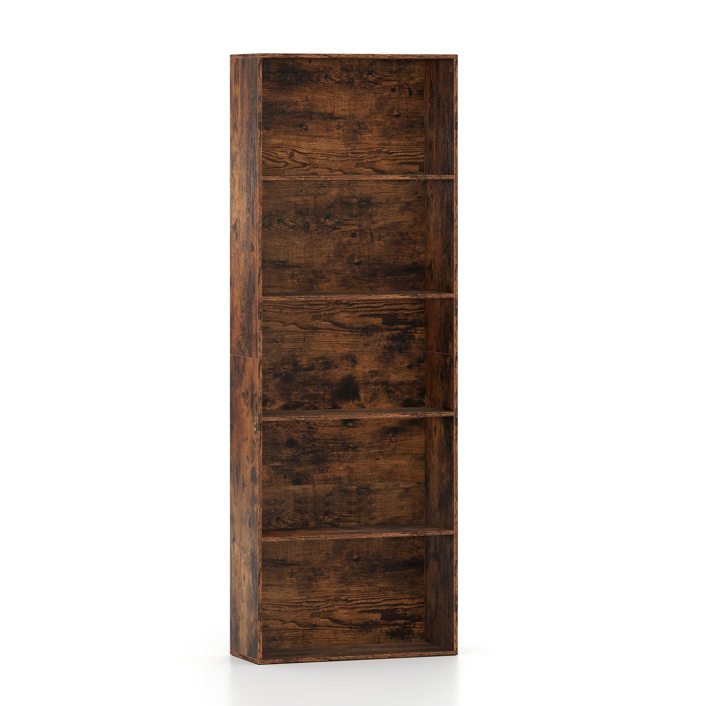 5-Tier Bookshelf Open Bookcase Freestanding Display Shelf Storage Organizer, Rustic Brown Bookcases at Gallery Canada