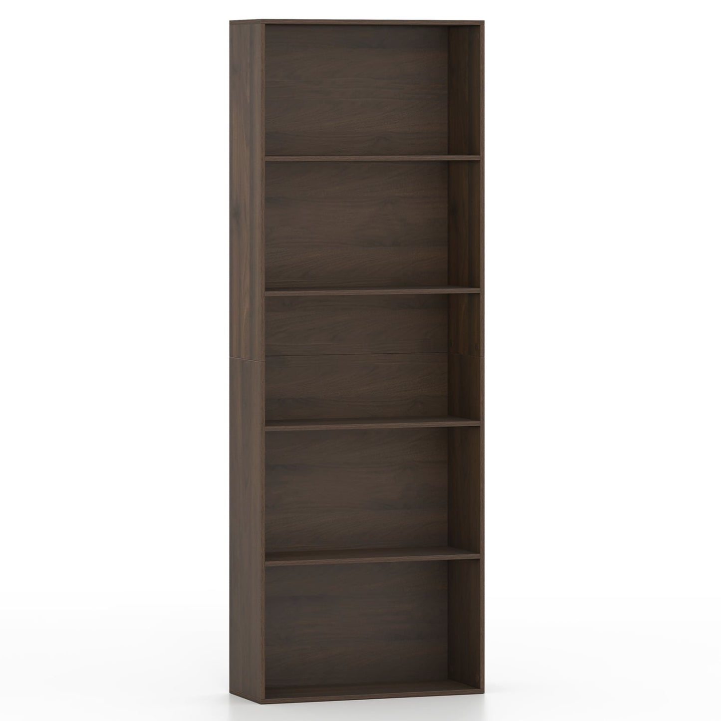 5-Tier Bookshelf Open Bookcase, Dark Walnut