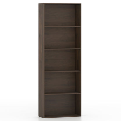 5-Tier Bookshelf Open Bookcase, Dark Walnut