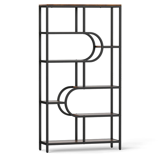 5-Tier Tall Bookcase, U Shape, Rustic Brown Bookcases Rustic Brown at Gallery Canada