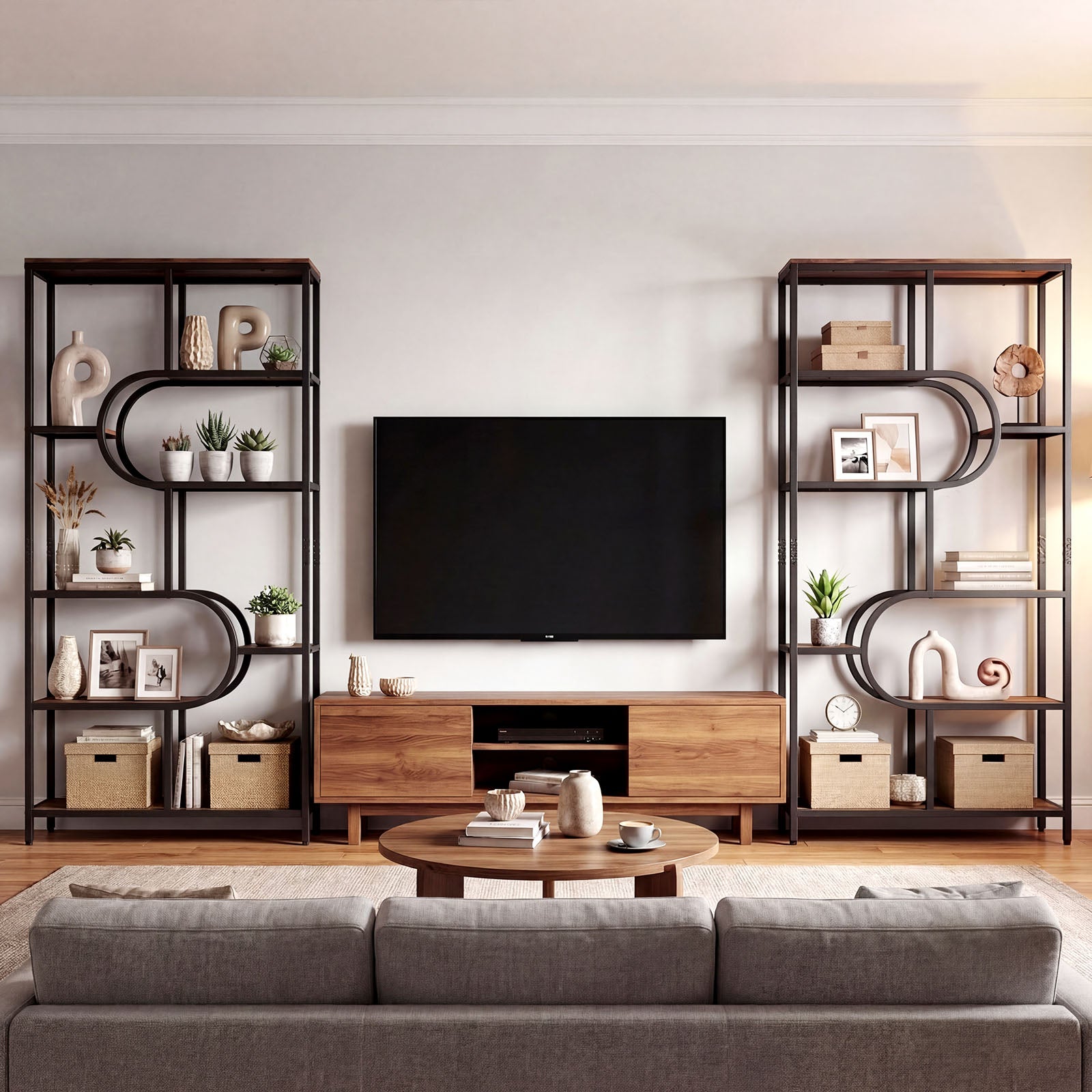 5-Tier Tall Bookcase, U Shape, Rustic Brown Bookcases at Gallery Canada