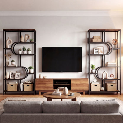 5-Tier Tall Bookcase, U Shape, Rustic Brown Bookcases at Gallery Canada