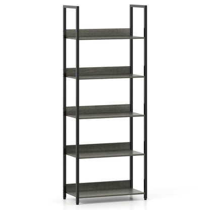 5-Tier Wooden Bookcase with Back Panels, Oak Bookcases at Gallery Canada
