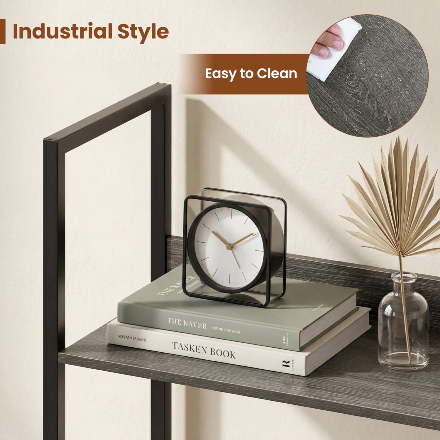 5-Tier Wooden Bookcase with Back Panels, Oak Bookcases at Gallery Canada