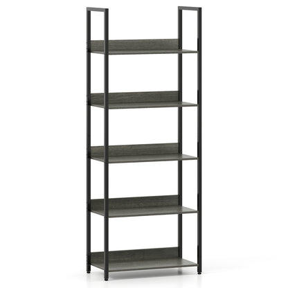 5-Tier Wooden Bookcase with Back Panels, Oak Bookcases at Gallery Canada