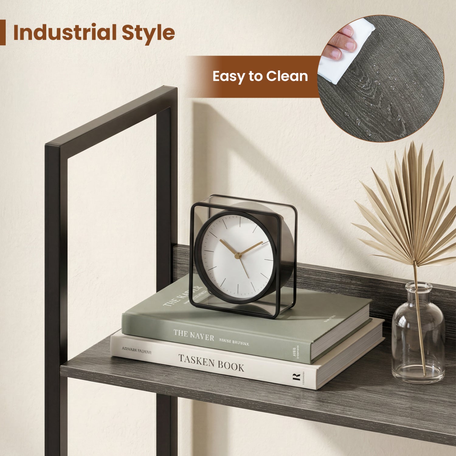 5-Tier Wooden Bookcase with Back Panels, Oak Bookcases at Gallery Canada
