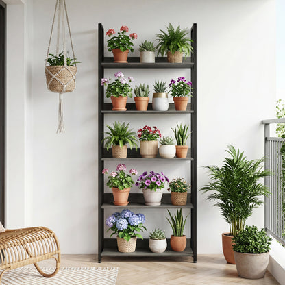 5-Tier Wooden Bookcase with Back Panels, Oak Bookcases at Gallery Canada