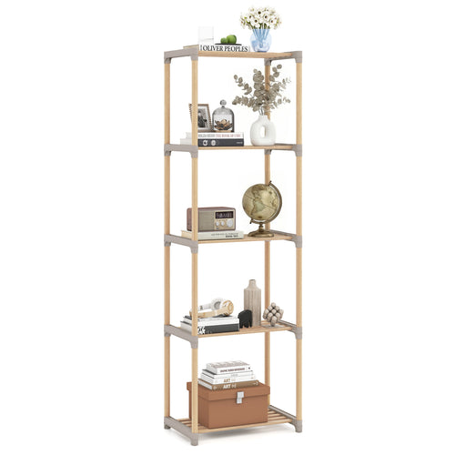 5-Tier Bookshelf With Open Shelves, Home Office And Bathroom