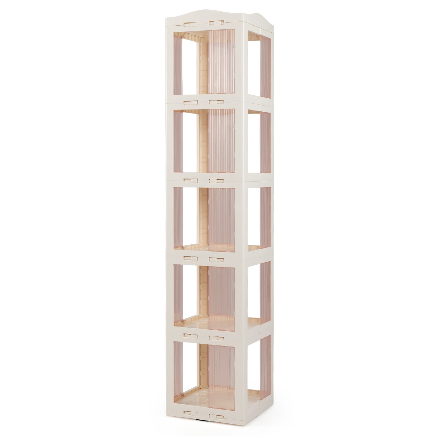 5-Tier Foldable Rotating Bookshelf 360° Spinning Bookcase with Swivel Base, White Bookcases White at Gallery Canada