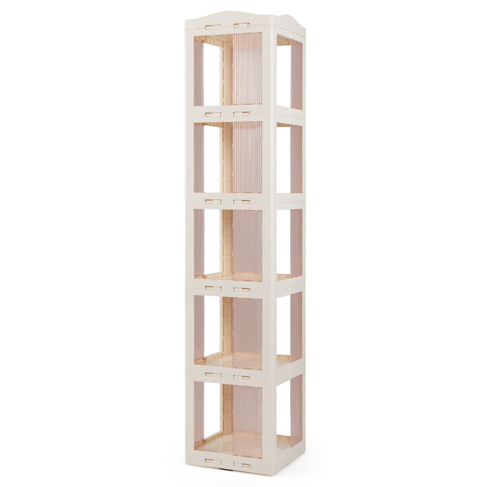 5-Tier Foldable Rotating Bookshelf 360° Spinning Bookcase with Swivel Base, White Bookcases White at Gallery Canada