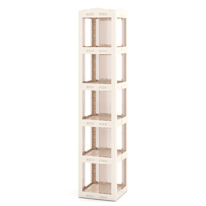 5-Tier Foldable Rotating Bookshelf 360° Spinning Bookcase with Swivel Base, White Bookcases at Gallery Canada