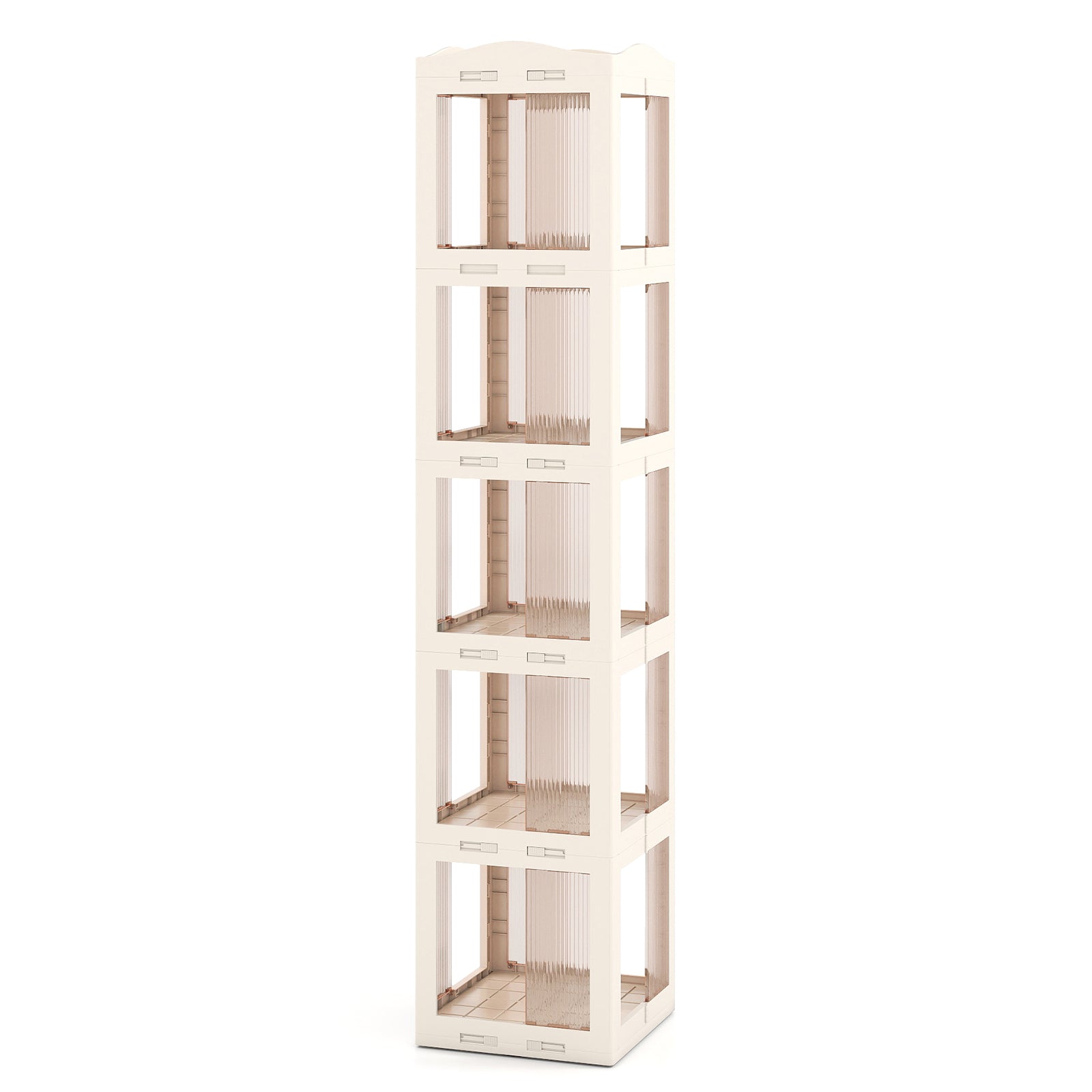 5-Tier Foldable Rotating Bookshelf 360° Spinning Bookcase with Swivel Base, White Bookcases White at Gallery Canada