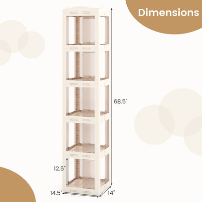 5-Tier Foldable Rotating Bookshelf 360° Spinning Bookcase with Swivel Base, White Bookcases at Gallery Canada