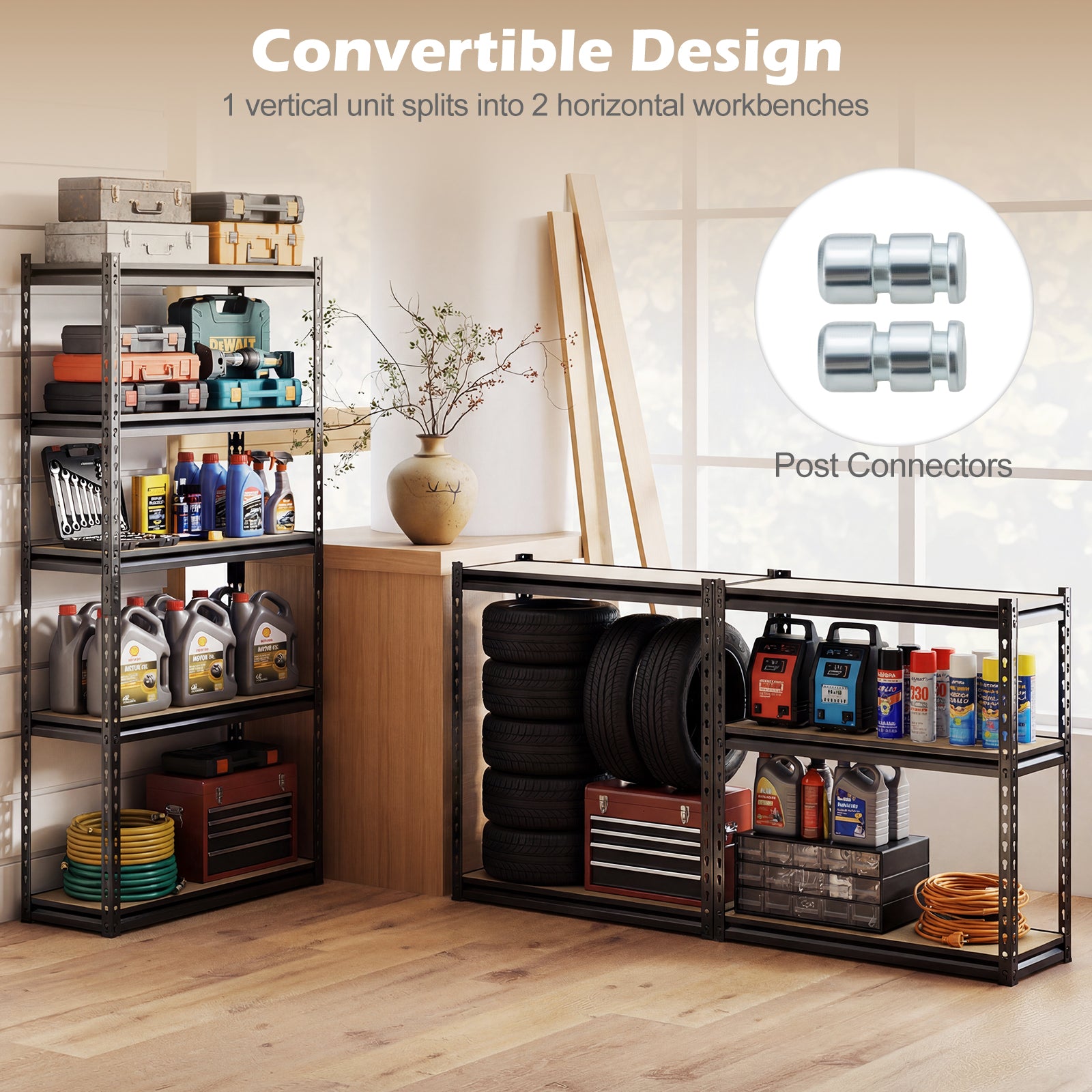 5-Tier Garage Shelving Unit, 2200 LBS Heavy Duty Metal Storage Shelves, Black Garages at Gallery Canada