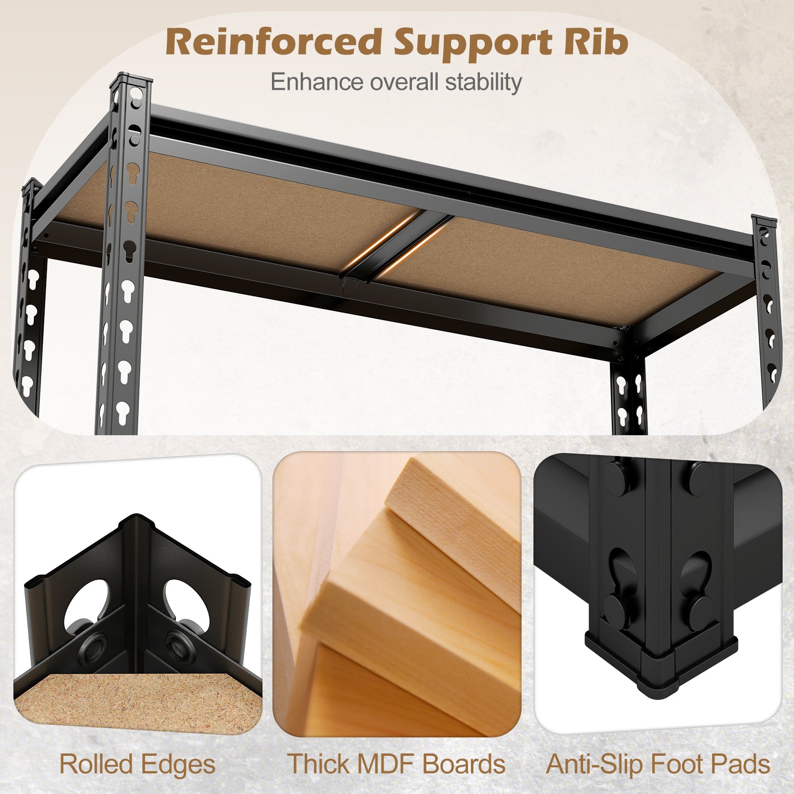 5-Tier Garage Shelving Unit, 2200 LBS Heavy Duty Metal Storage Shelves, Black Garages at Gallery Canada